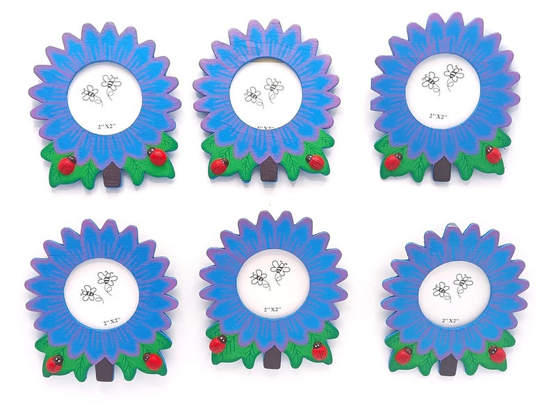 GOLD LEAF SunFlower Design Cute Photo Fame 6pcs Blue And 6Pcs Pink Color Cute frame For Kids Gril And Boy Bithday Decoration Frame, Return Gifts For birthday For Kids Party(set Of 12pcs) - Image 2