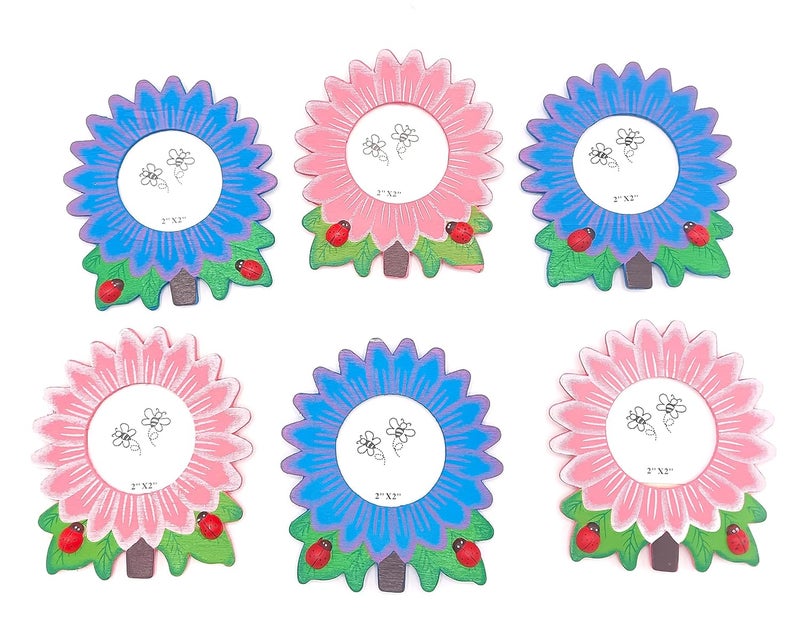 GOLD LEAF SunFlower Design Cute Photo Fame 6pcs Blue And 6Pcs Pink Color Cute frame For Kids Gril And Boy Bithday Decoration Frame, Return Gifts For birthday For Kids Party(set Of 12pcs) - Image 4