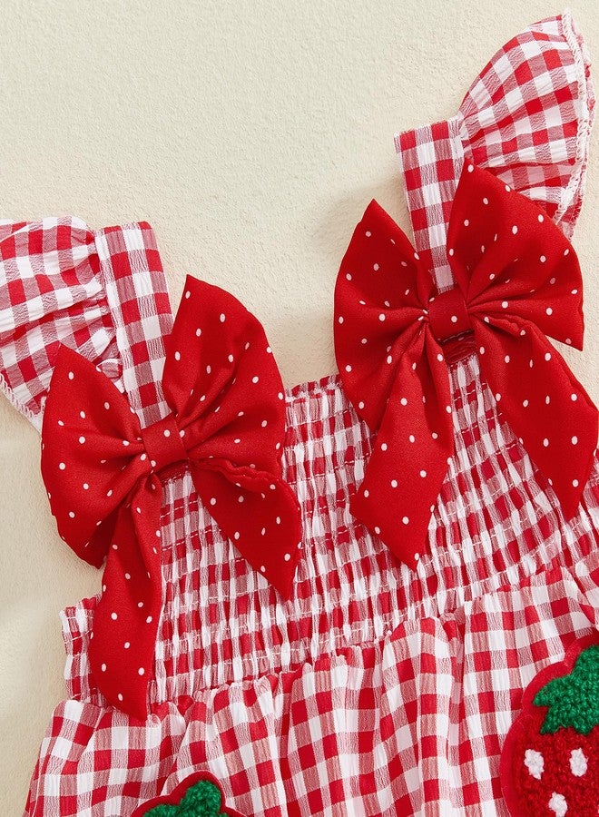 Mubineo Toddler Baby Girl Summer Clothes Cute Ruffle Shirt Tops Dress Shorts Outfits Set Fruit Blouse Princess Outfit (Red Strawberry, 18-24 Months) - Image 5