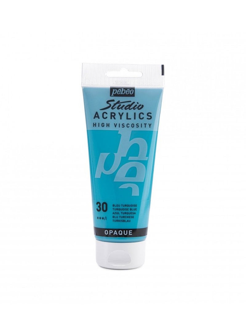 Pebeo Studio Acrylics Acrylic Paint Tube 100ml Content Turquoise Blue - Image 1