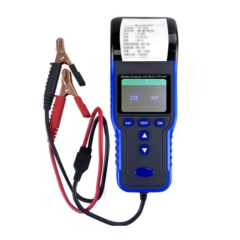 Car Battery Tester: Blue 12V/24V 100CCA-2000CCA - Large Color Backlight Screen Built-in Printer With 60cm Cable for Vehicle Battery Testing - Image 1