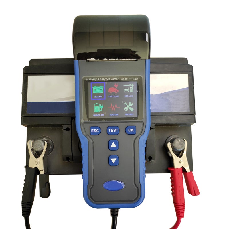 Car Battery Tester: Blue 12V/24V 100CCA-2000CCA - Large Color Backlight Screen Built-in Printer With 60cm Cable for Vehicle Battery Testing - Image 3