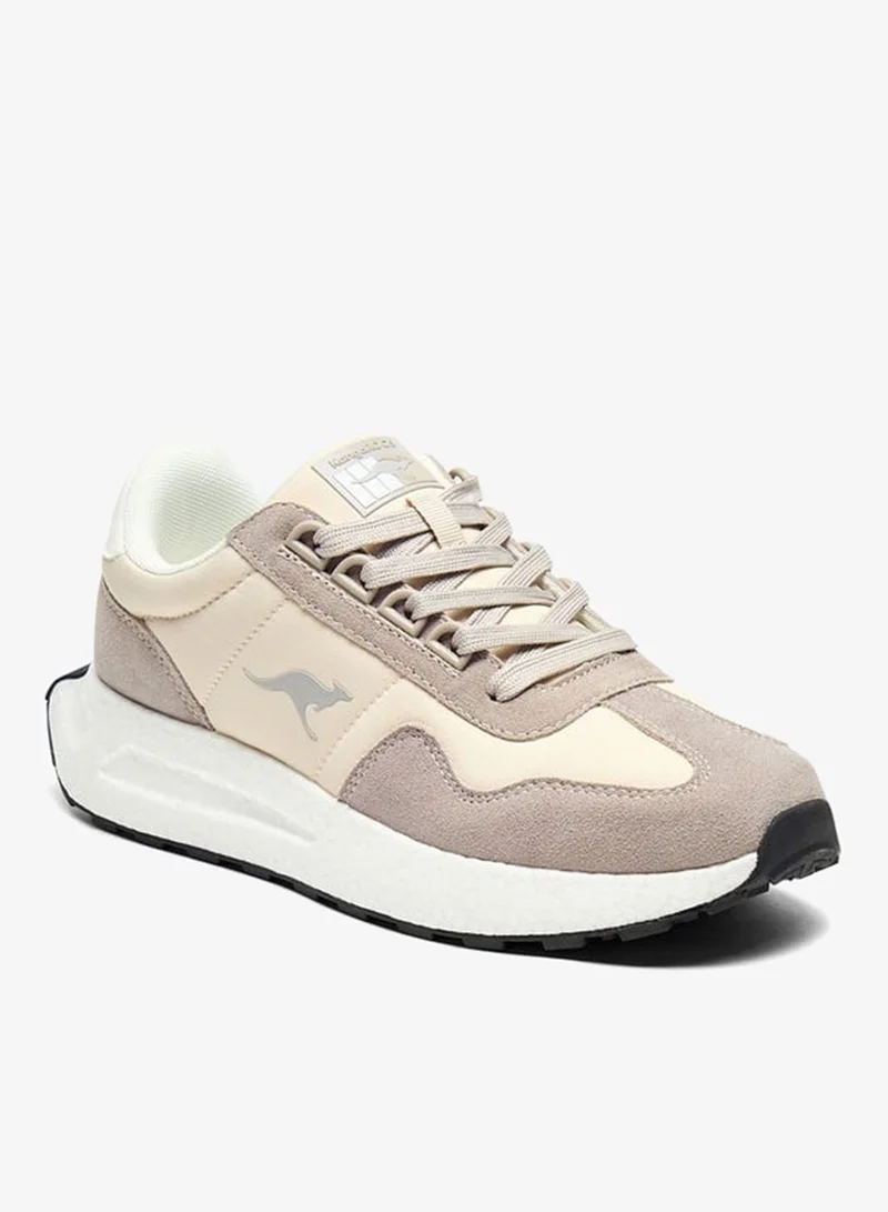 kangaROOS BEIGE Women's Logo Detail Walking Shoes with Lace-Up Closure for Women | Best Price UAE