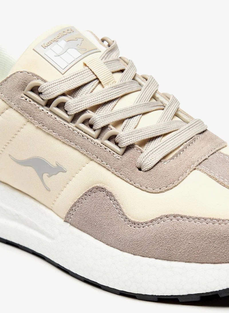 kangaROOS BEIGE Women's Logo Detail Walking Shoes with Lace-Up Closure for Women | Best Price UAE