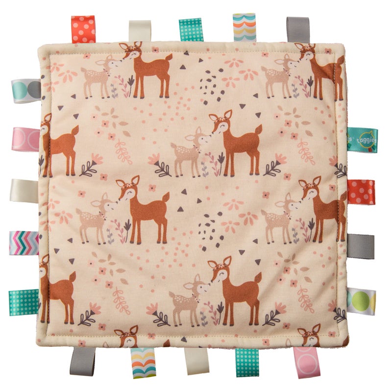 Mary Meyer Taggies Lovey for Baby Security Blankets Original Comfy Blanket with Sensory Tags 12 x 12Inches Fawn