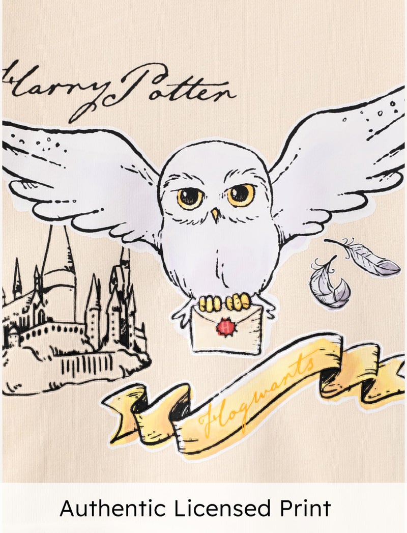 HARRY POTTER Girls Clothes Hogwarts Hufflepuff Hedwig Owl Sweatshirts and Plaid Skirt Clothing Sets Outfits Khaki for Birthday Party Size 8-9Y - Image 2