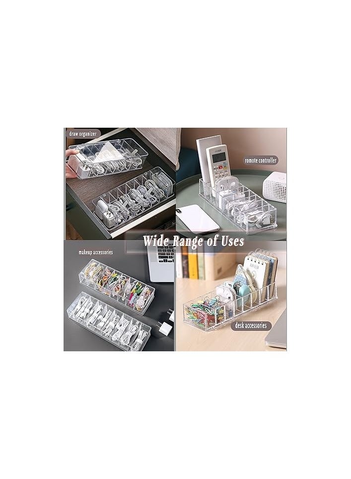 Blue Ocean Transparent Data Cable Organizer Storage Box With Cover Lid Charger Cables Organiser Desk Storage Organizer Cable Management 2m Hook and Loop Tape roll straps,10 silicon Cable Ties - Image 3