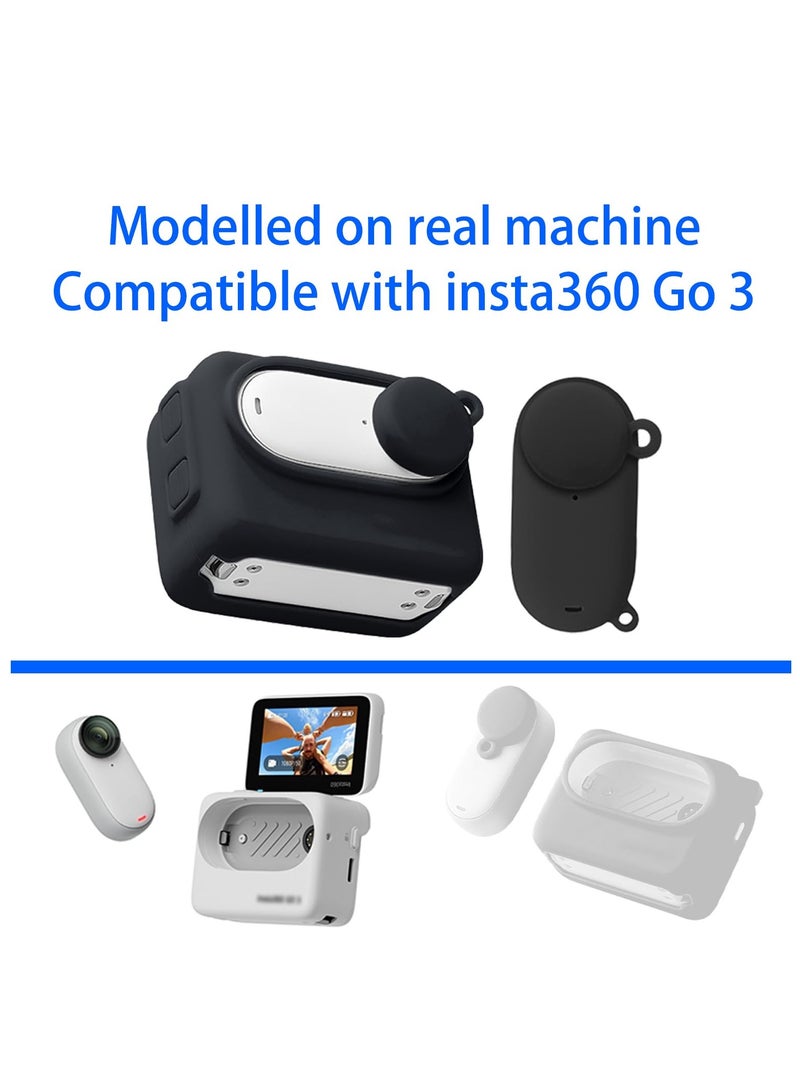 SYOSI ملحقات حماية الأكمام المطاطية لكاميرا الحركة Insta360 Go3، غطاء سيليكون عالي الجودة للحماية من الخدوش وبصمات الأصابع والغبار، تصميم شامل مضاد للزلازل ومضاد للخدش، أسود  - Image 3