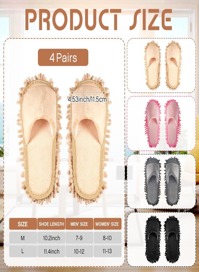 Jecery 4-Pair Washable Microfiber Mop Slippers - Detachable Dusting Shoes for Floor Cleaning, Home & Office Use - Suitable for Women & Men(L Size) - Image 2