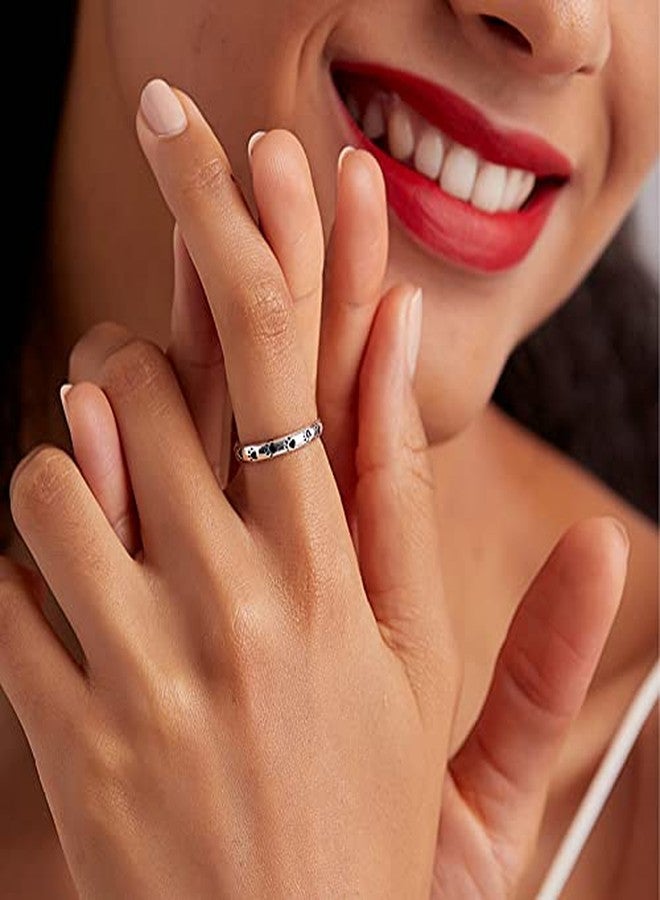 BISAER S925 Sterling Silver Puppy Dog Cat Paw Ring, Pet Print Enamel Ring for Women Size 10 - Image 2