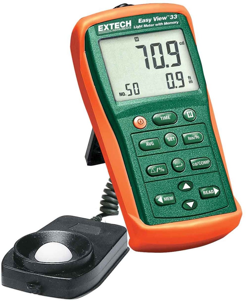 Extech EA33 EasyView Light Meter with Memory - Non-Contact Illuminance Meter, 0.001 Fc / 0.01 Lux Resolution, 5 Ranges (up to 99,990 Fc / 999,900 Lux), Data Logging - Image 3