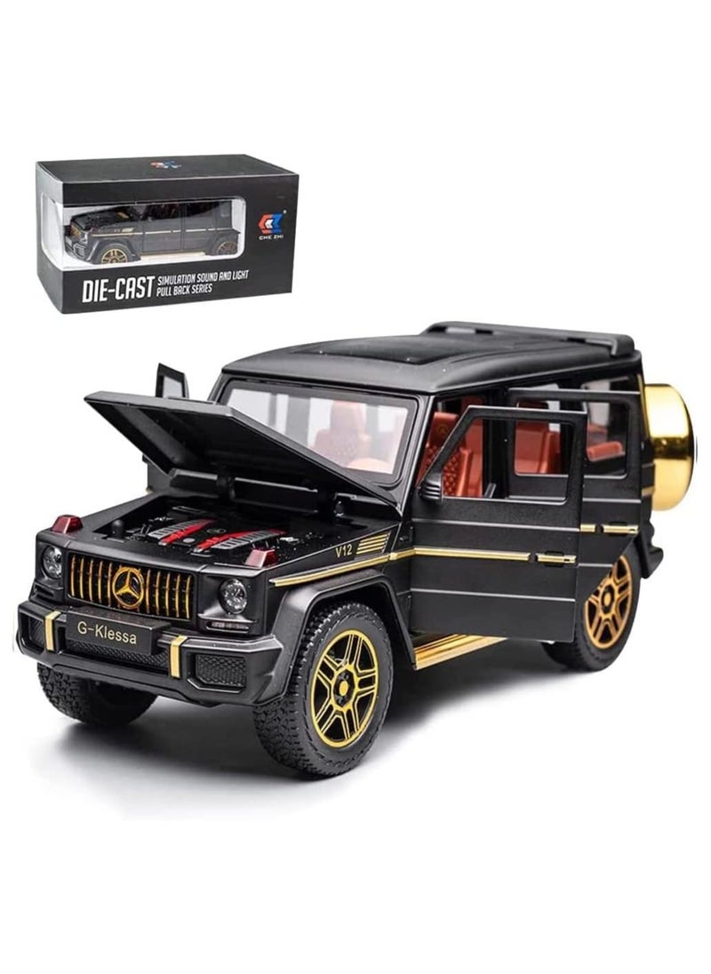 CHE ZHI - 1:24 Scale Mercedes Benz V12 G63 AMG Diecast Model Cars Zinc Alloy Pull Back Toy car with Sound and Light for Kids Boy Girl Gift, Black - Image 1