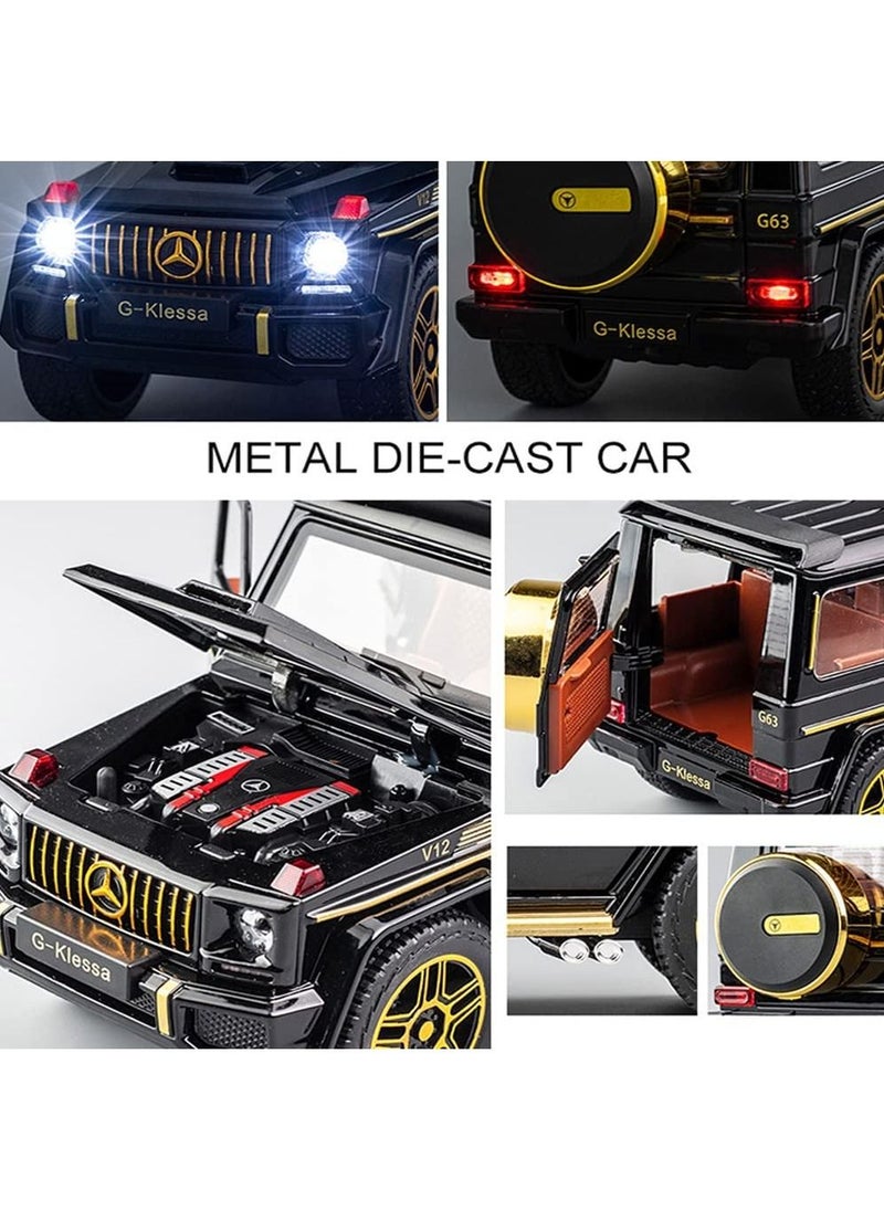 CHE ZHI - 1:24 Scale Mercedes Benz V12 G63 AMG Diecast Model Cars Zinc Alloy Pull Back Toy car with Sound and Light for Kids Boy Girl Gift, Black - Image 1