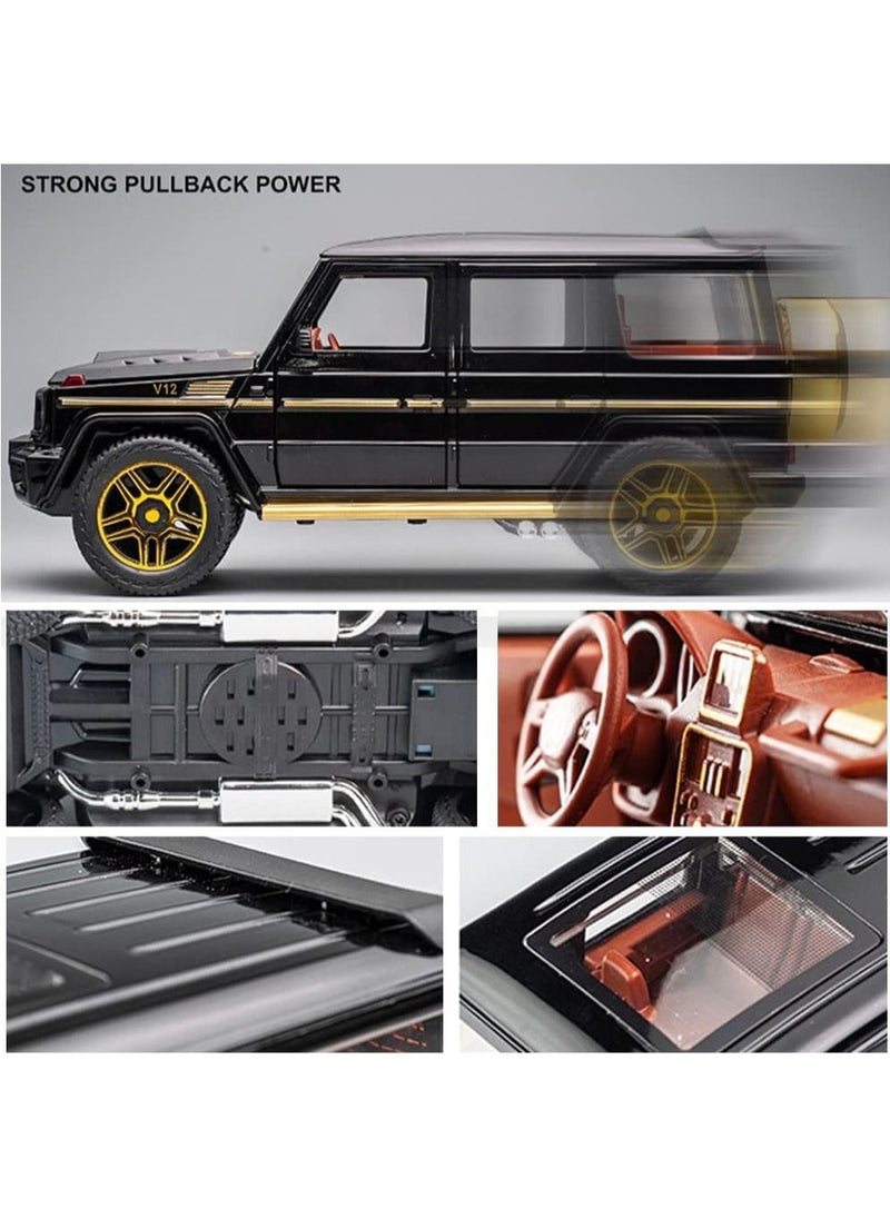 CHE ZHI - 1:24 Scale Mercedes Benz V12 G63 AMG Diecast Model Cars Zinc Alloy Pull Back Toy car with Sound and Light for Kids Boy Girl Gift, Black - Image 1