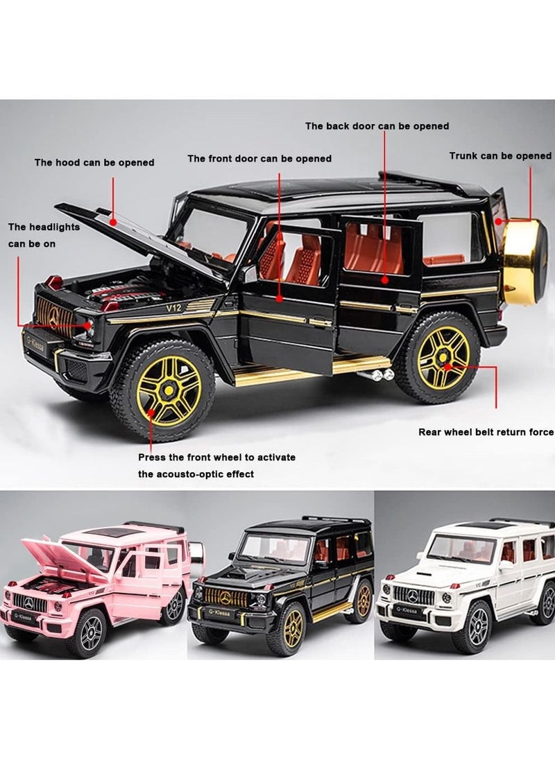 CHE ZHI - 1:24 Scale Mercedes Benz V12 G63 AMG Diecast Model Cars Zinc Alloy Pull Back Toy car with Sound and Light for Kids Boy Girl Gift, Black - Image 1