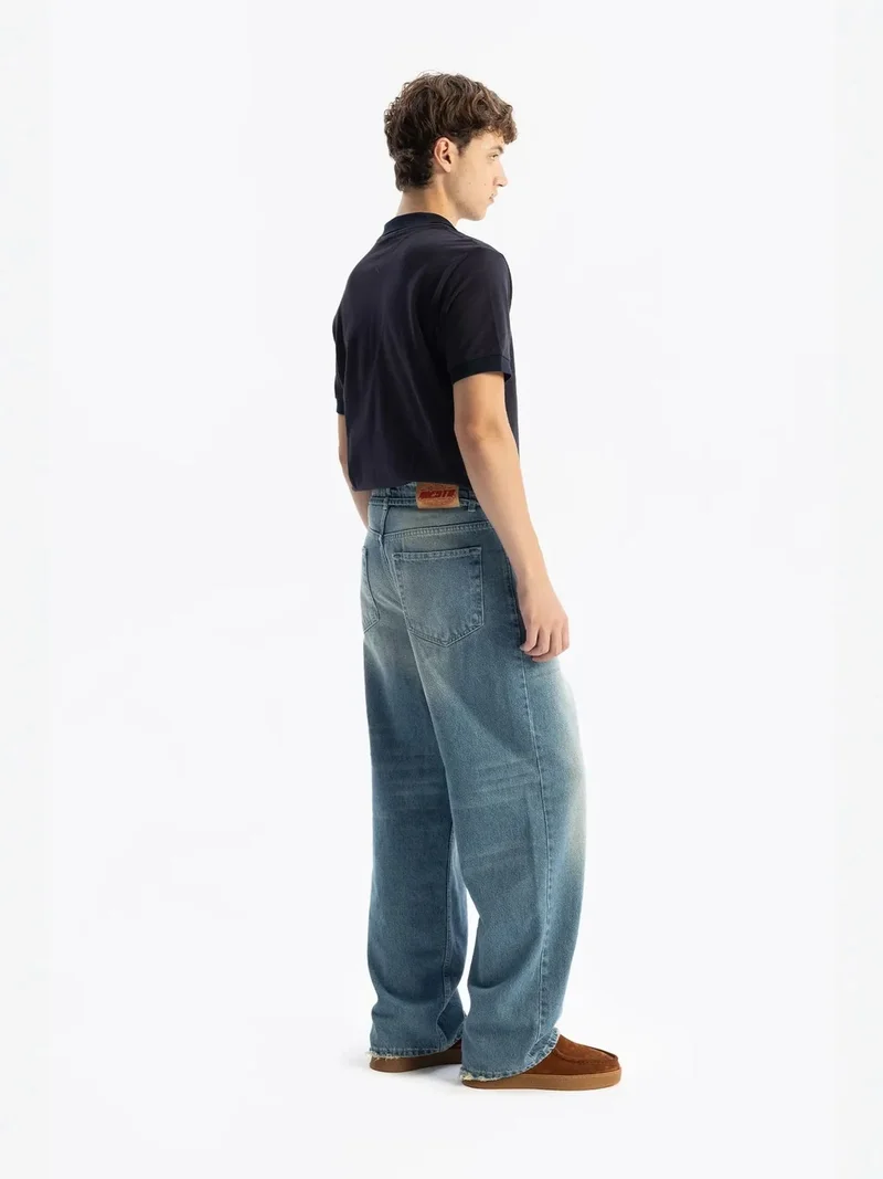 Giesto Maya Blue GIESTO Baggy Mid Waist Jeans for Men | Best Price UAE
