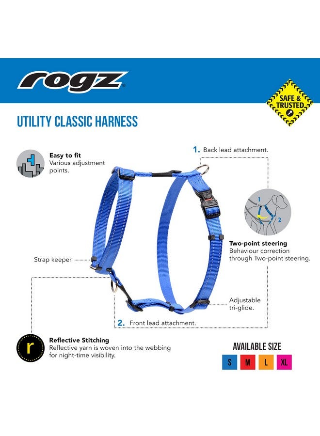 Rogz Reflective Adjustable Dog H Harness for Large Dogs; matching collar and leash available, Blue - Image 3