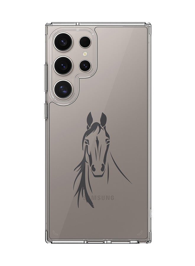 Stylizedd Classic Clear Case for Samsung Galaxy S24 Ultra , Hybrid Soft Case Flexible Edges Anti Drop TPU PC Gel Thin Transparent Cover - Arabian Stallion - Image 1