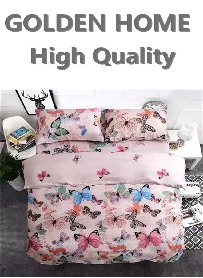 GOLDEN HOME طقم غطاء لحاف بنمط مخطط مكون من 6 قطع مقاس كينج/كوين/مفرد. تتضمن المجموعة 1 غطاء لحاف، 1 ملاءة سرير جاهزة، 4 أكياس وسائد  - Image 1