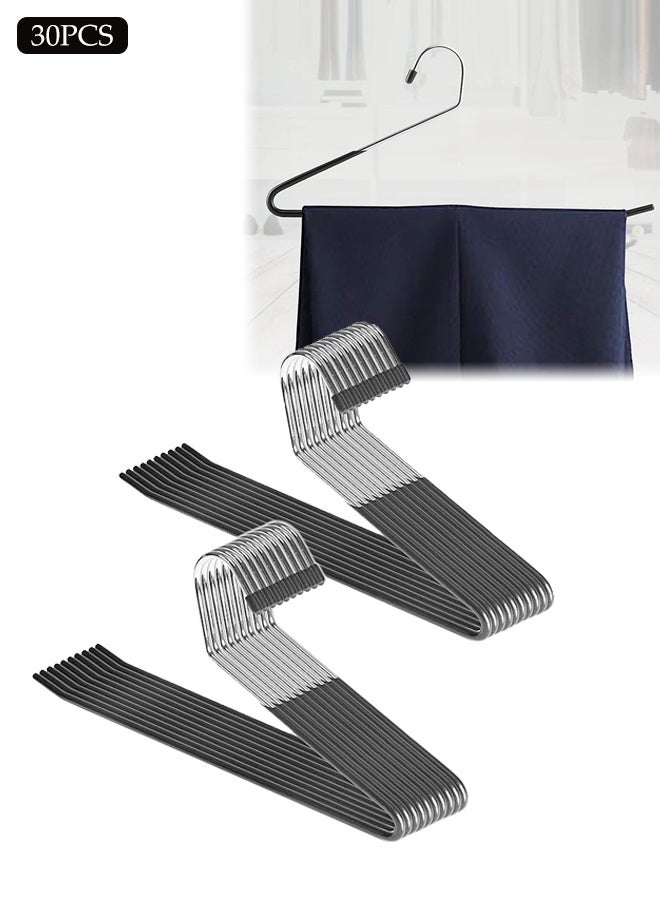 30 Packs Pants Hangers,Open Ended Trouser Hangers,Anti-Rust Metal Hangers,Closet Clothes Hangers,Non Slip,Strong and Durable,Space Saving,for Pants,Jeans, Slacks, Blanket,Scarf,35.5x17cm - Image 1