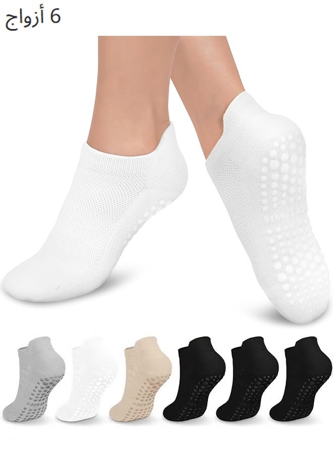 اتش واي 6 أزواج من جوارب بيلاتيس للنساء، جوارب مانعة للانزلاق للمستشفيات والرقص والباليه واليوغا والترامبولين - Image 1