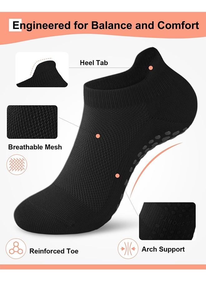 اتش واي 6 أزواج من جوارب بيلاتيس للنساء، جوارب مانعة للانزلاق للمستشفيات والرقص والباليه واليوغا والترامبولين - Image 2