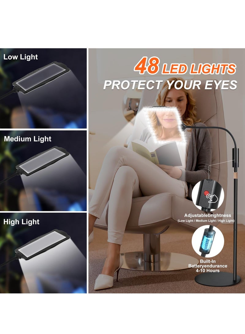 XiuWoo 10X Magnifying Glass Floor Lamp,Magnifying Glass with Light and Stand,3 Light Modes Rechargeable Floor Magnifying Glass,Suitable for Reading Sewing Crafts DIY Embroidery Close Work Magnifiers for Seniors - Image 3