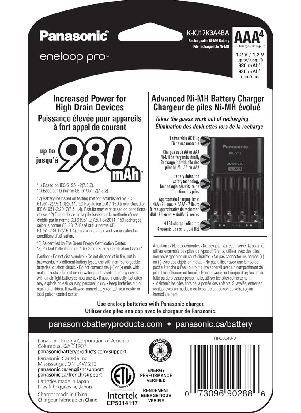 eneloop Panasonic KKJ17K3A4BA Advanced Battery Charger Pack with 4 AAA eneloop pro High Capacity NiMH Rechargeable Batteries  - Image 2
