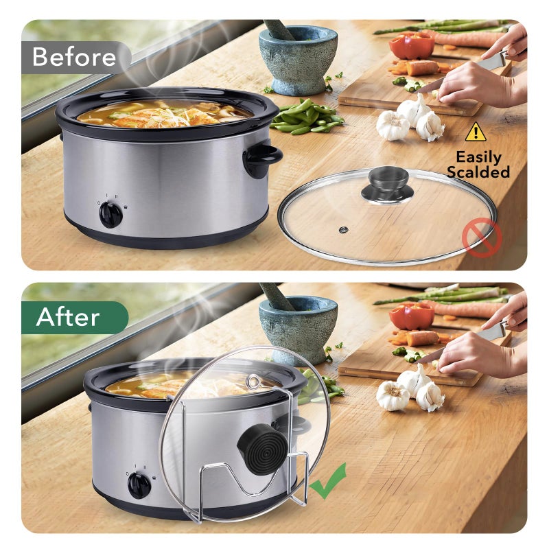 CTTZCKJ Crock Pot Lid Holder,Stainless Steel Crockpot Lid Holder Attachment,Crockpot Cover Holder,Slow Cooker Lid Holder,Lid Hanger For Crock Pot while Cooking - Image 3