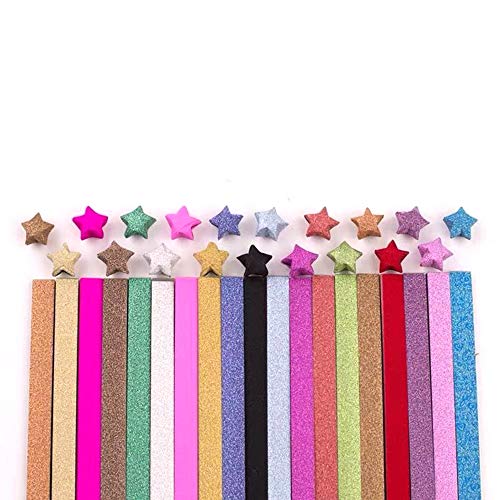 HYSTYLE Origami Stars Papers Package DIY Paper Glitter Origami Stars, 400 Sheets, 20 Colors (20 Glitter Colors) - Image 4