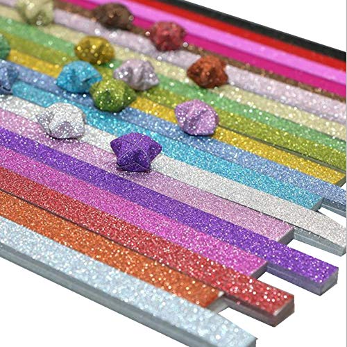 HYSTYLE Origami Stars Papers Package DIY Paper Glitter Origami Stars, 400 Sheets, 20 Colors (20 Glitter Colors) - Image 1