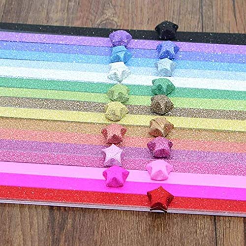 HYSTYLE Origami Stars Papers Package DIY Paper Glitter Origami Stars, 400 Sheets, 20 Colors (20 Glitter Colors) - Image 5