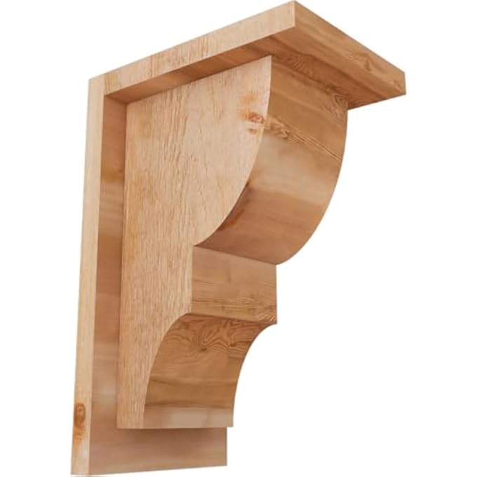 COR06X08X12RID01RWR RIDGEWOOD, 8"D X 12"H, 6"W WESTERN RED CEDAR (ROUGH SAWN CORBEL W/BACKPLATE) - Image 1