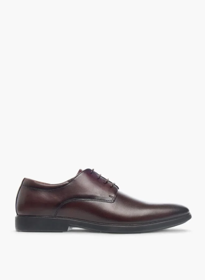 DUCHINI Mens Textured Derby Shoes With Lace-Up Closure