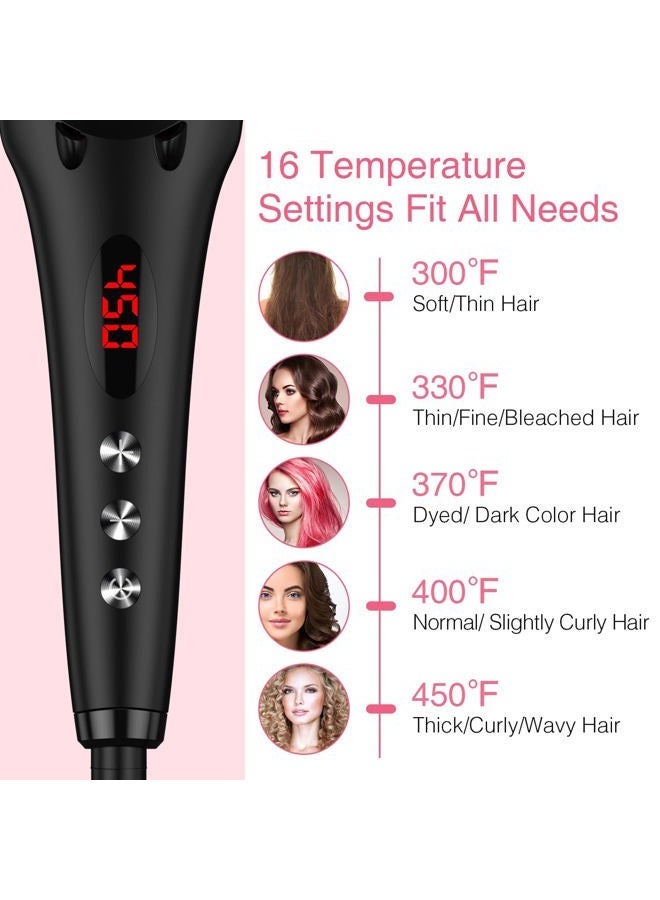 miropure Enhanced Ceramic Hair Straightener Brush by MiroPure, 2-in-1 Ionic Straightening Brush with Anti-Scald Feature, Auto Temperature Lock & Auto-Off Function (Black) - Image 4