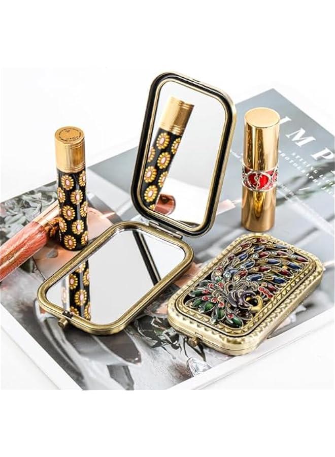 BWSJ Vintage Foldable Makeup Mirror: Double Sided erfly Peacock Vanity Metal  for Woman Girls - Image 2