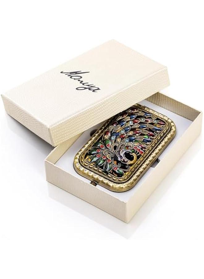 BWSJ Vintage Foldable Makeup Mirror: Double Sided erfly Peacock Vanity Metal  for Woman Girls - Image 4