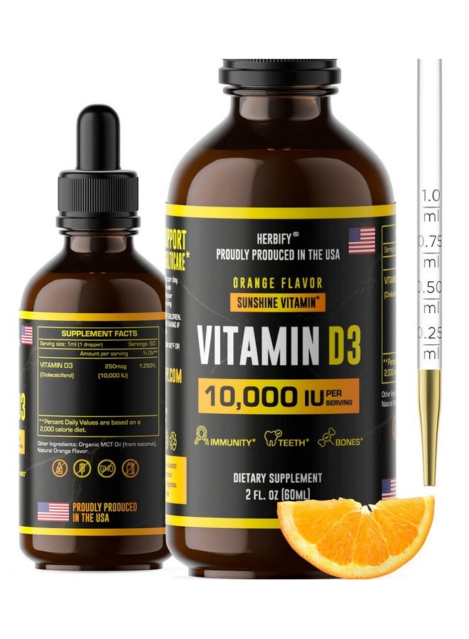 HERBIFY Vitamin D3 Vitamin D3 10000 Iu Made In Usa Liquid Vitamin D Bone Strength And Immune Support Supplement Vitamin D Drops Sunshine Replacement D3 Vitamin Bone And Teeth Supplement 2 Oz - Image 2
