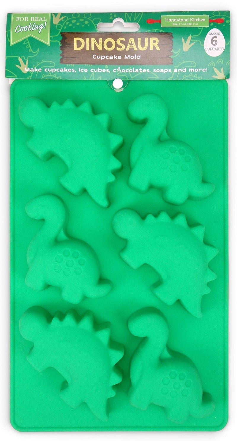Handstand Kitchen Dinosaur Buddies TRex and Stegasaurus Shaped Silicone Cupcake Mold