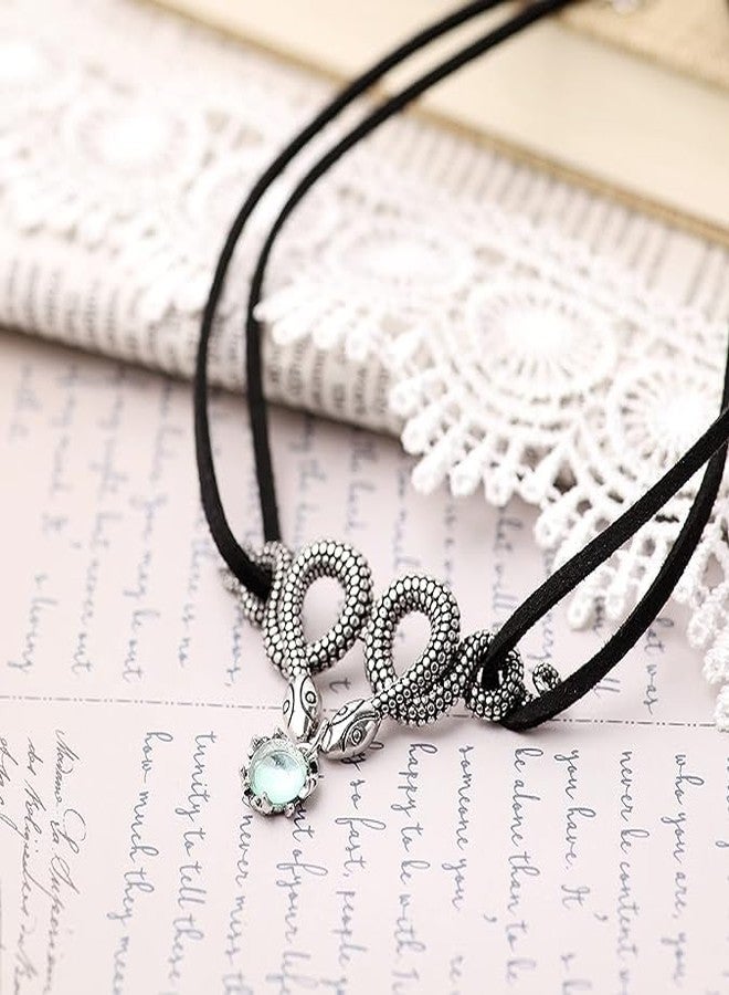 BeFunky قلادة بي فانكي بتصميم ثعبان قوطي، قلادة ثعبان من سبائك الزنك، قلادة قوطية، هدية عيد ميلاد للنساء - Image 5