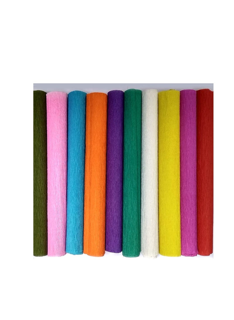 Flamingo A3 - 297 مم × 420 مم، 29.7 سم × 42 سم أو 11.7 بوصة × 16.5 بوصة. 20 ورقة كريب لصنع الزهور ولفها | 10 ألوان 2 ورقة لكل ورقة كريب، 20 ورقة بحجم A3 - Image 1