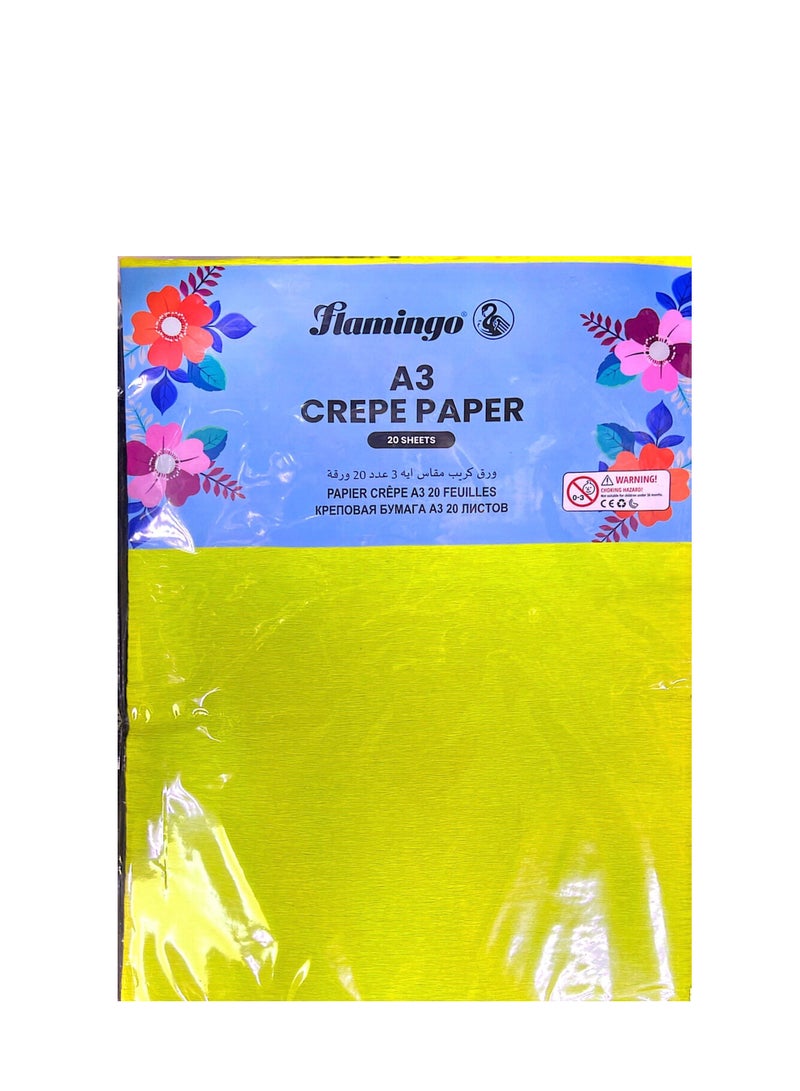 Flamingo A3 - 297 مم × 420 مم، 29.7 سم × 42 سم أو 11.7 بوصة × 16.5 بوصة. 20 ورقة كريب لصنع الزهور ولفها | 10 ألوان 2 ورقة لكل ورقة كريب، 20 ورقة بحجم A3 - Image 4