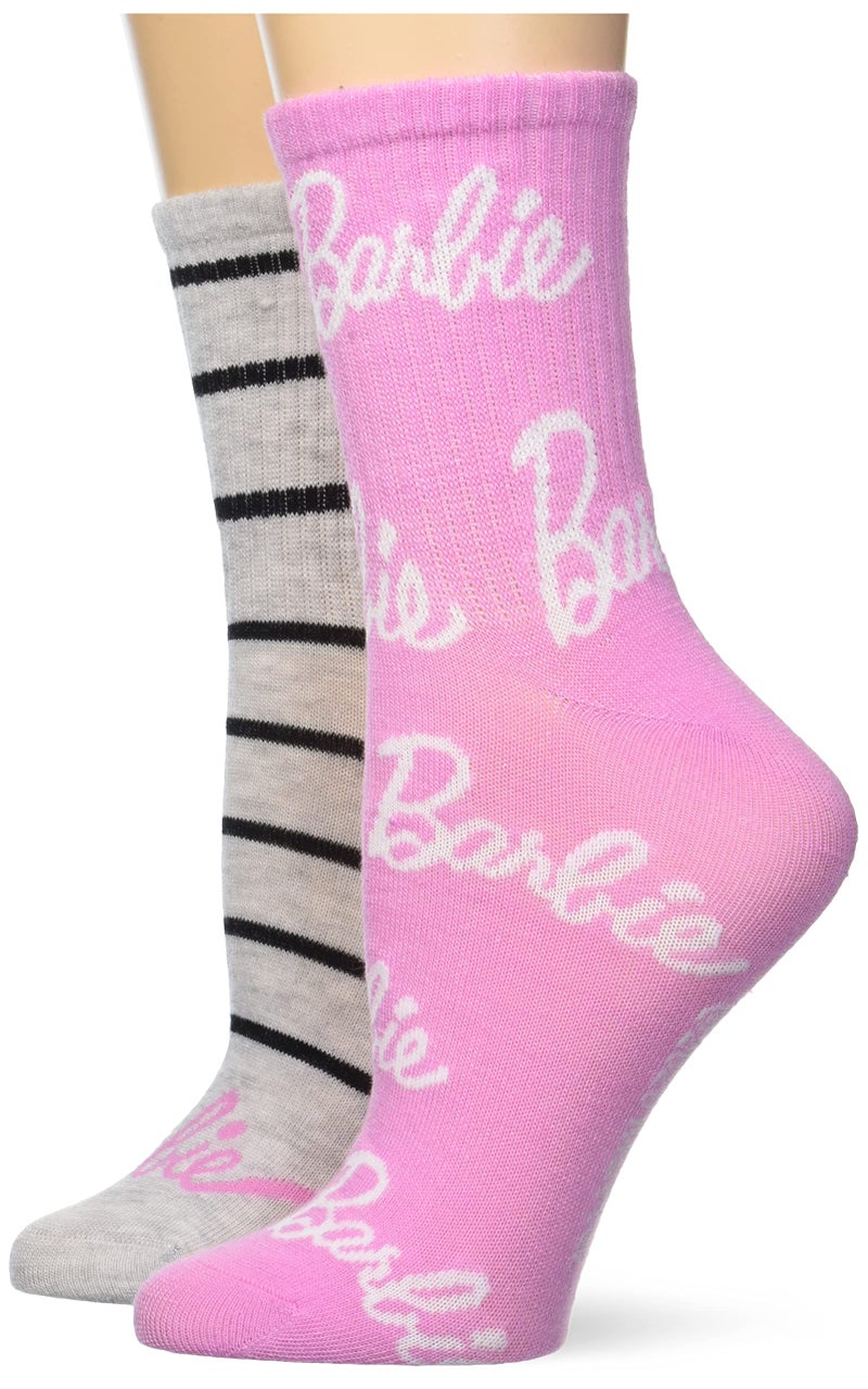 Barbie Women's Classic 2 Pack Mid Crew Socks