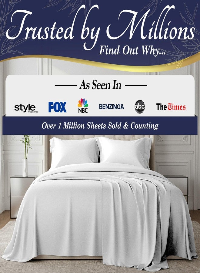 DECOLURE 100% Viscose Derived from Bamboo Sheets King Size - Luxury 4 Pc Naturally Cooling Sheets, Ultra Soft Bed Set - Deep 17" Pockets, Durable Double Stitching, Oeko Tex Standard (White) - Image 4