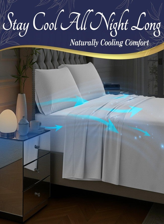 DECOLURE 100% Viscose Derived from Bamboo Sheets King Size - Luxury 4 Pc Naturally Cooling Sheets, Ultra Soft Bed Set - Deep 17" Pockets, Durable Double Stitching, Oeko Tex Standard (White) - Image 3