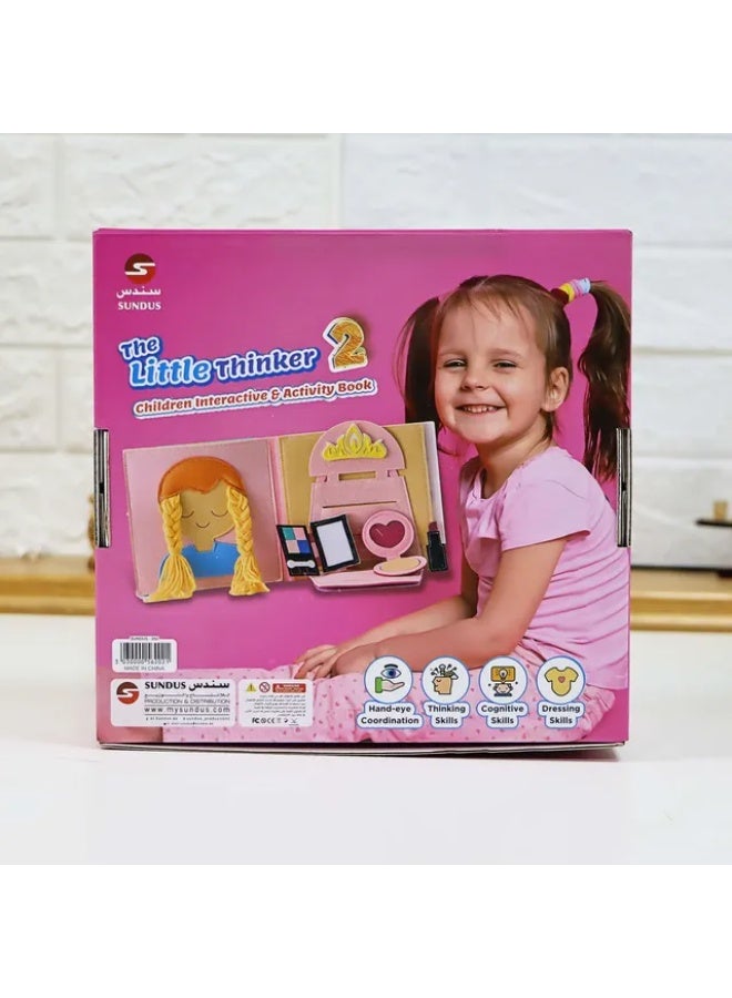 سندس المفكر الصغير 2 – كتاب تفاعلي وأنشطة للبنات من ساندس | كتاب قماشي تعليمي ممتع - Image 2