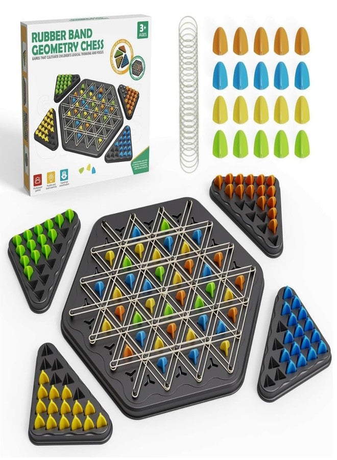 Foroly Chain Triangle Chess Game Triggle Rubber Band Game for Kids & Adults, Fun Family Board Game, Brain Teaser Puzzle, Interactive Chess Set for 2-4 Players, Multicolour - Image 1
