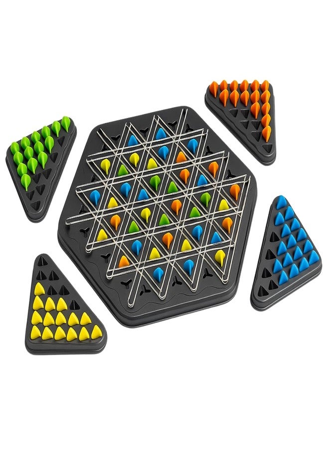 Foroly Chain Triangle Chess Game Triggle Rubber Band Game for Kids & Adults, Fun Family Board Game, Brain Teaser Puzzle, Interactive Chess Set for 2-4 Players, Multicolour - Image 2