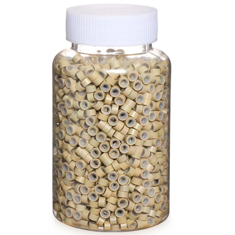 GOTDYA 2500pcs Hair Extentions Micro Rings Links Beads 5mm Silicone Lined Beads for Human Hair Extensions ToolBlonde