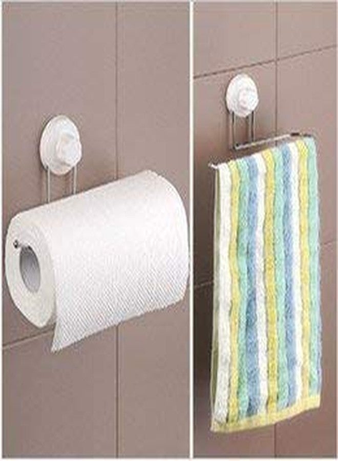 myzon ew Towel Holder Sucker Towel Rack Kitchen Tissue Holders Toilet Paper Holder (White) - Image 2